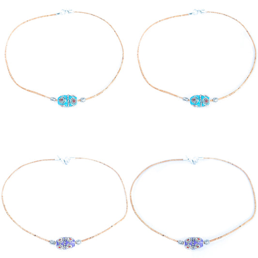 handmade women's cork necklace NE-1063-MIX-4