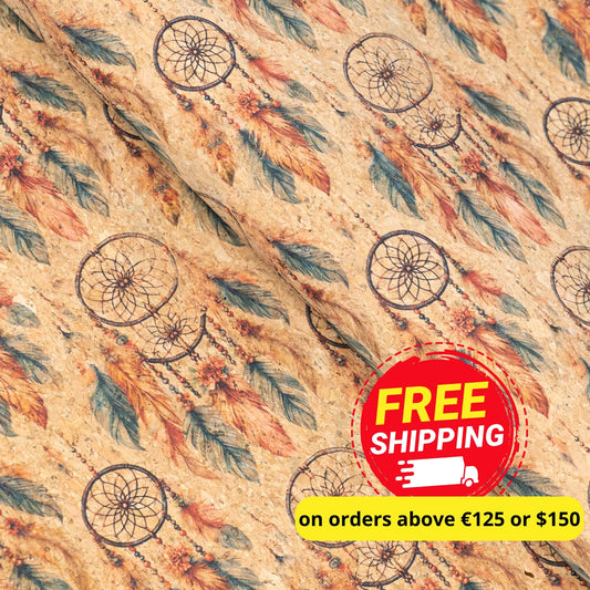 Spiritual Collection - Dreamcatcher Pattern Cork Fabric COF-742