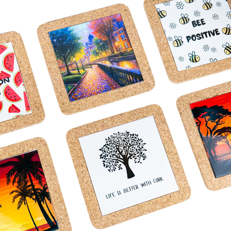 NEW STYLE Ceramic Tile Coaster on Cork Base L-1122