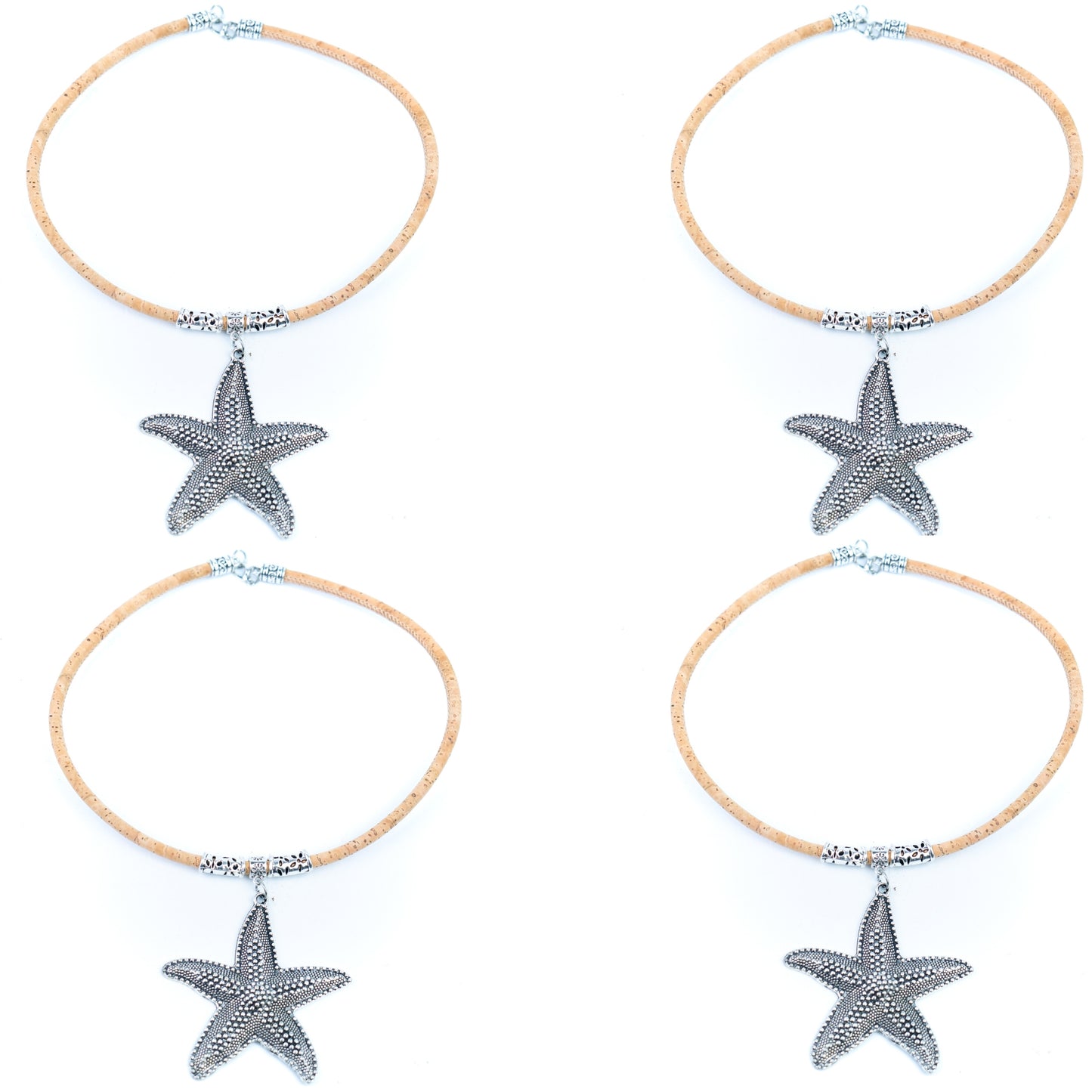 Portuguese Handmade Cork Starfish Necklace – 5mm Natural Cork Cord NE-1100-4