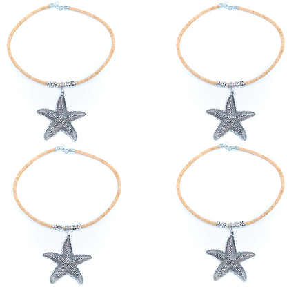 Portuguese Handmade Cork Starfish Necklace – 5mm Natural Cork Cord NE-1100-4