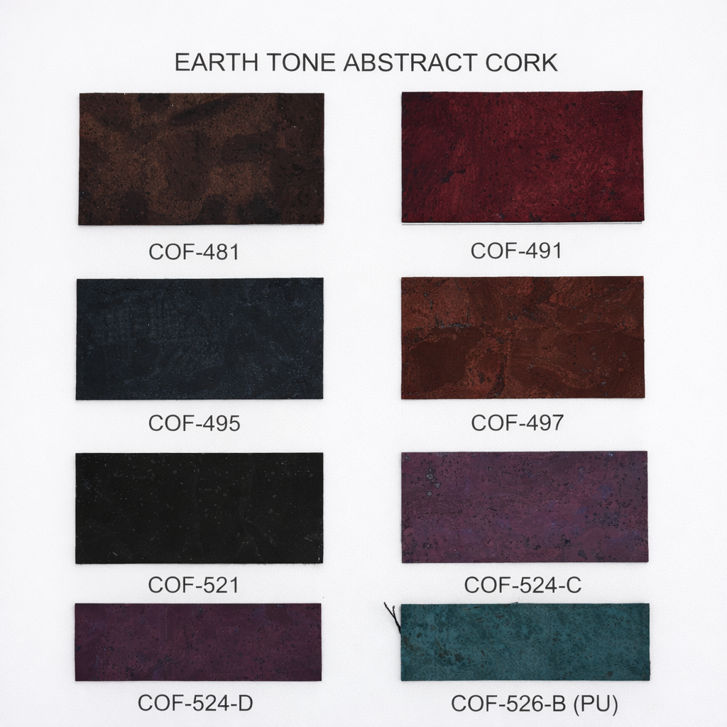 Earth Tone Abstract Cork Fabric | 8x5cm (3.1x2in) | 15 Piece Sample Pack