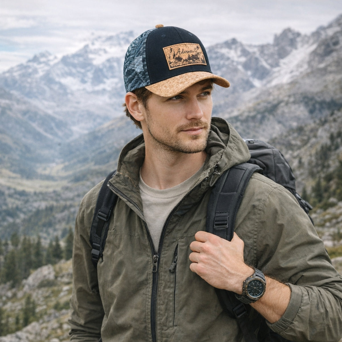 Cork Baseball Cap with Mesh Back - Adventure Trucker Hat L-1191