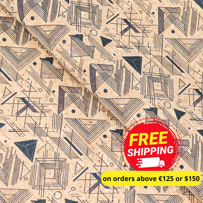 Geometric Collection - Triangle Lines Pattern Cork Fabric COF-737