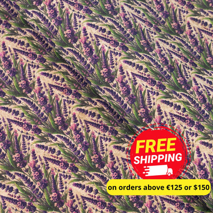 Vintage Lavender Field Pattern Cork Fabric COF-767