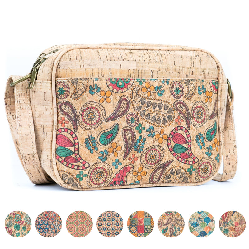 Floral & Mosaic Cork Crossbody Bag – Lightweight, Vegan & Stylish BAGD-564