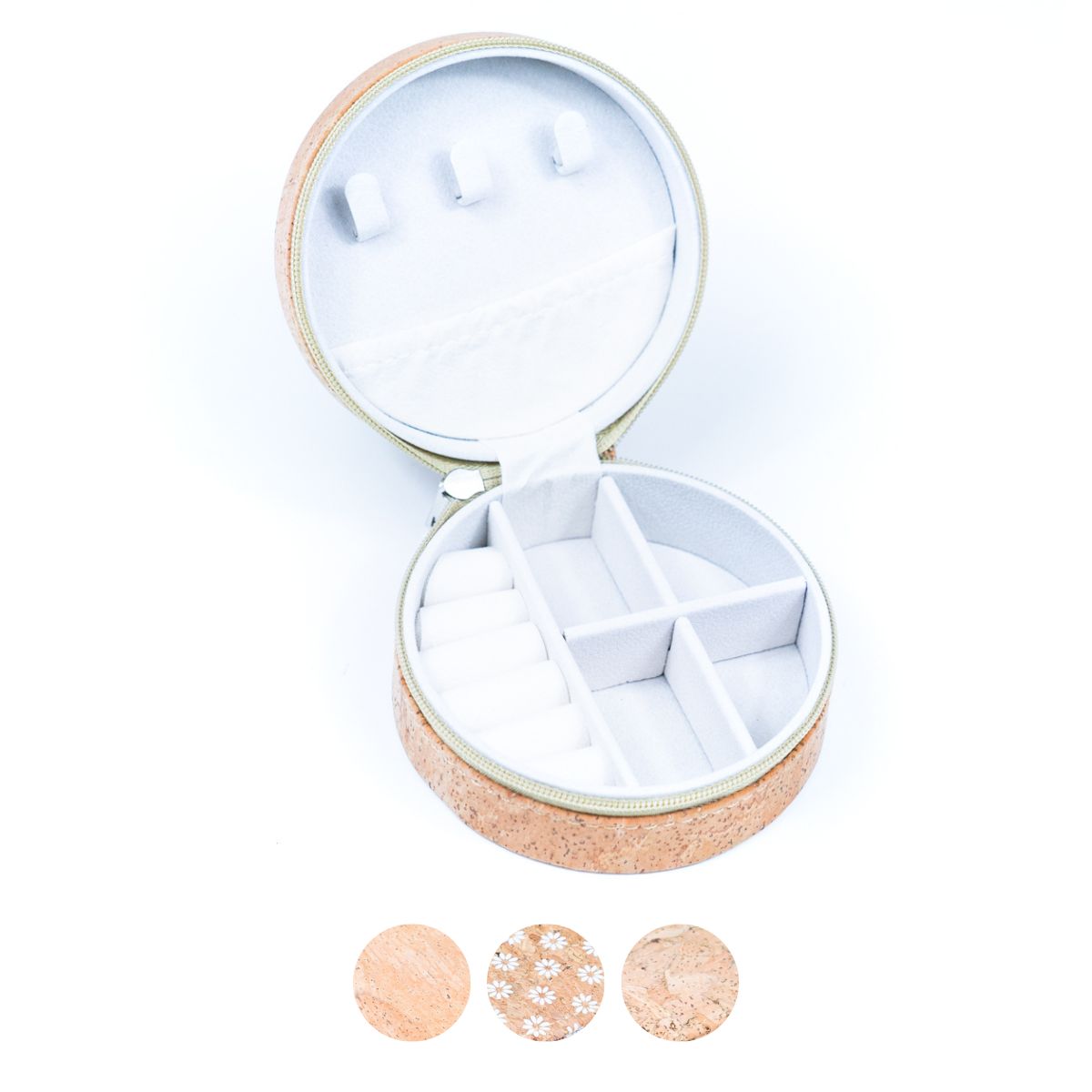 Natural Cork Jewelry Storage Round Box L-1013