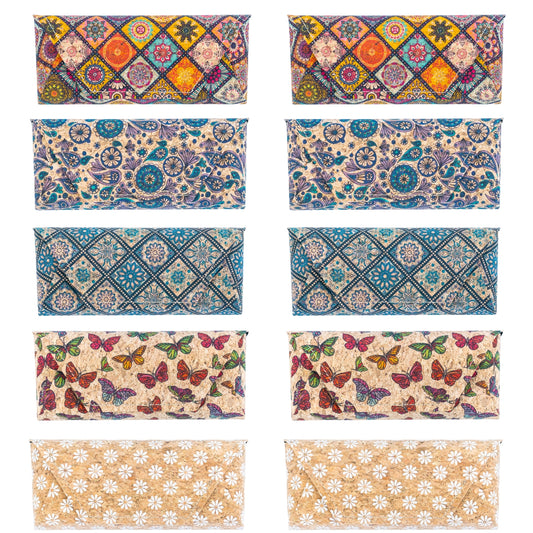 Eco Friendly Cork Hard Shell Glasses Case – 10 Units (Mixed Prints)