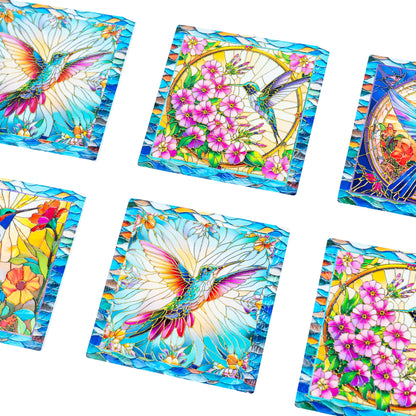 Embossed Ceramic Tile Coasters with Cork Backing L-1135-12（12units）