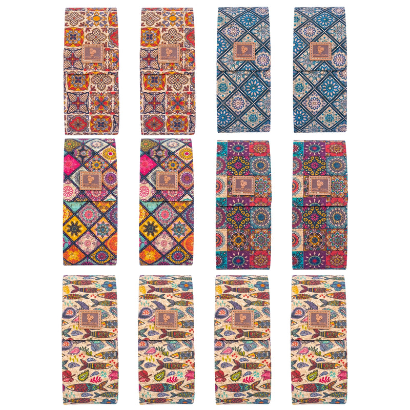 Cork Eyeglass Cases – Colorful Printed Designs with Magnetic Closure（12units)