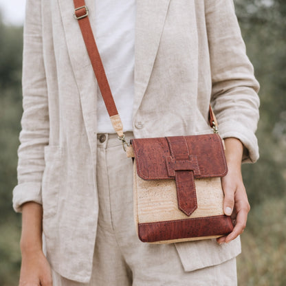 Cork Crossbody Bag | Double-Sided Natural Cork with Detachable Strap BAGP-374