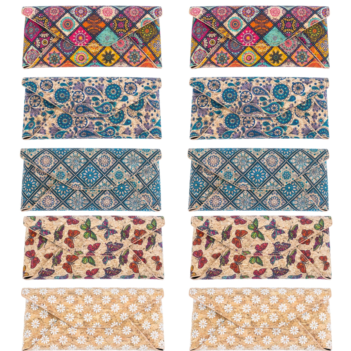 Geometric Printed Cork Foldable Glasses Case L-1134-MIX-10（10units）