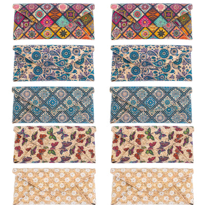 Geometric Printed Cork Foldable Glasses Case L-1134-MIX-10（10units）