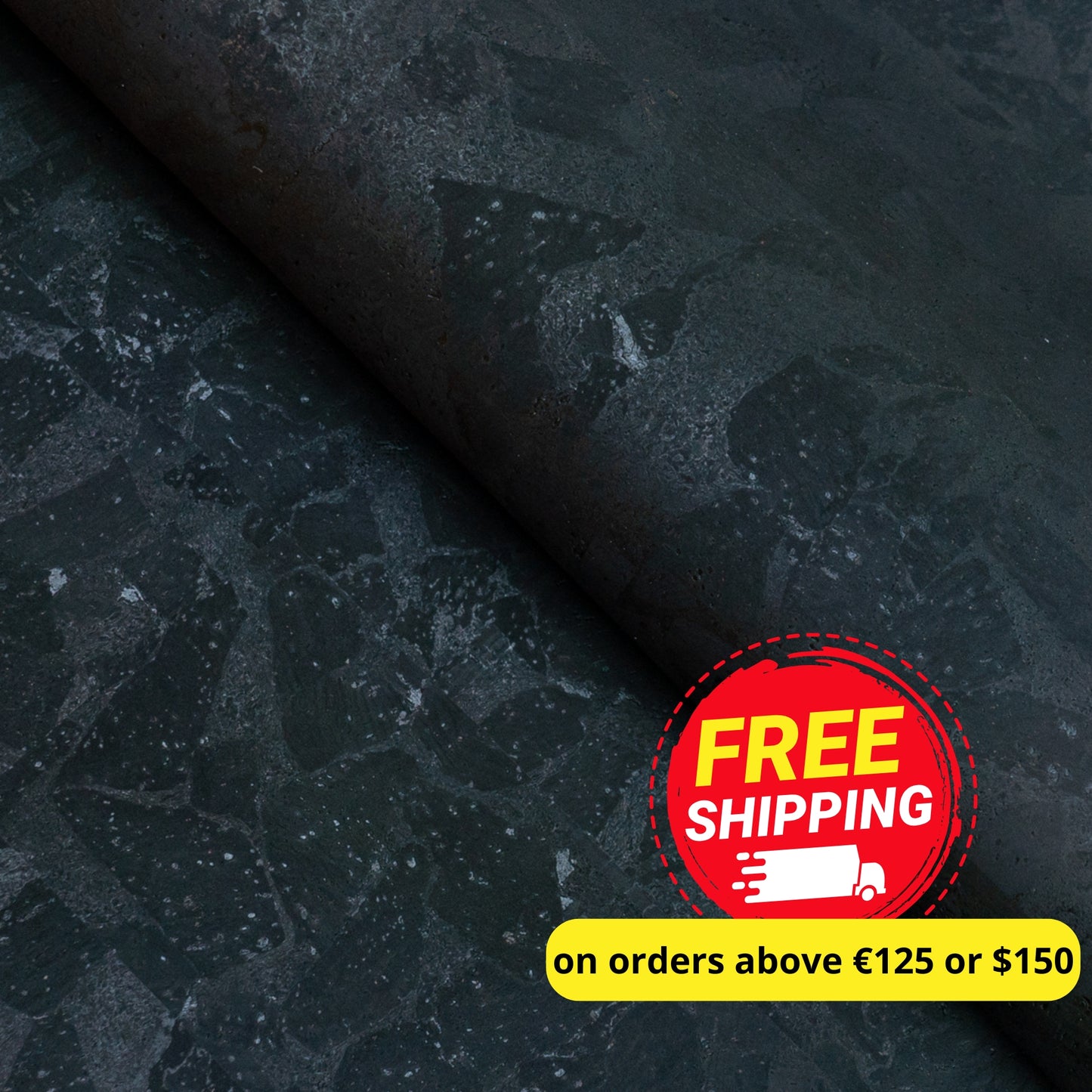 1.35mm Thick Black Cork Fabric Microfiber Backing COF-613