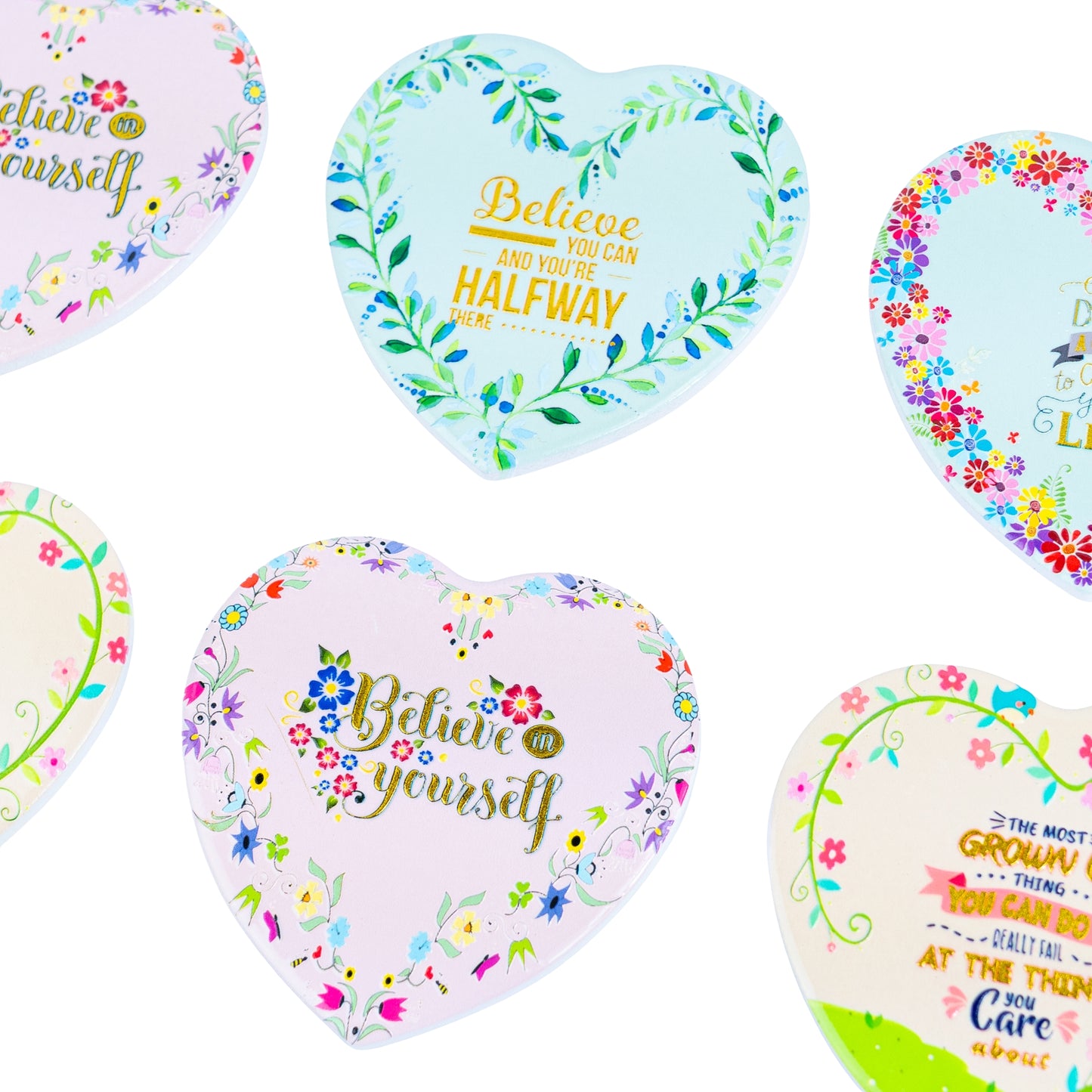 Heart-Shaped Ceramic Coasters with Cork Backing L-1137-12