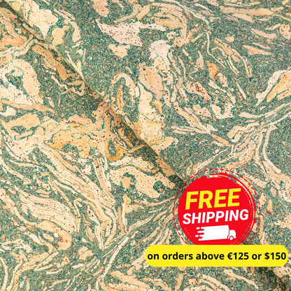 Natural Cork Fabric with Tea Leaf Inlay Vegan Leather COF-283-C
