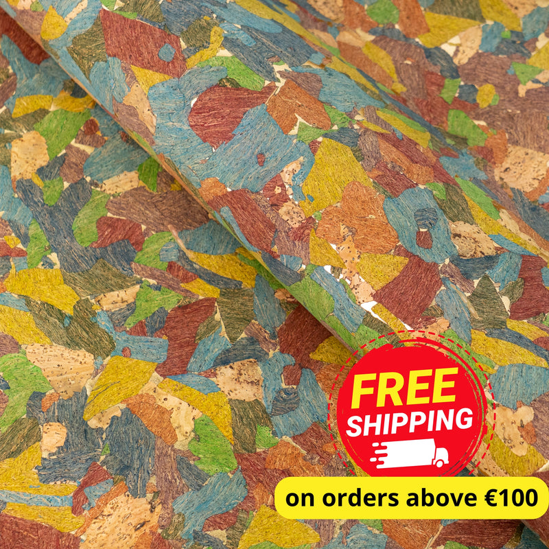 Colorful Mosaic Cork Fabric COF-621