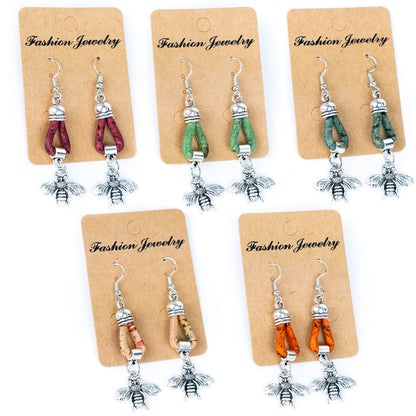 Natural Handmade Cork bee Earrings for Women-ER-154-MIX-5