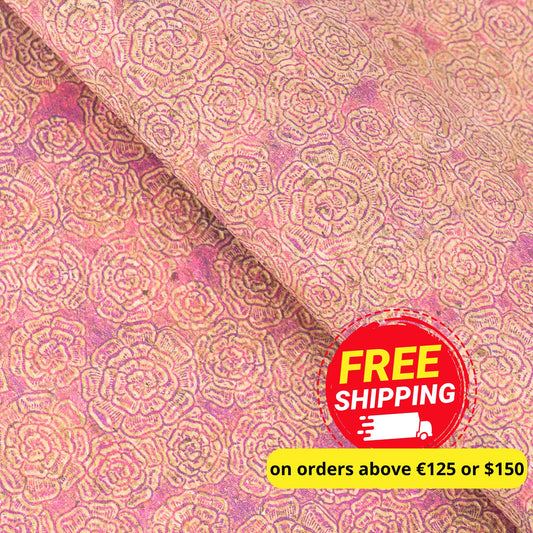 mbossed Cork Fabric – Pink Rose Floral Pattern COF-635