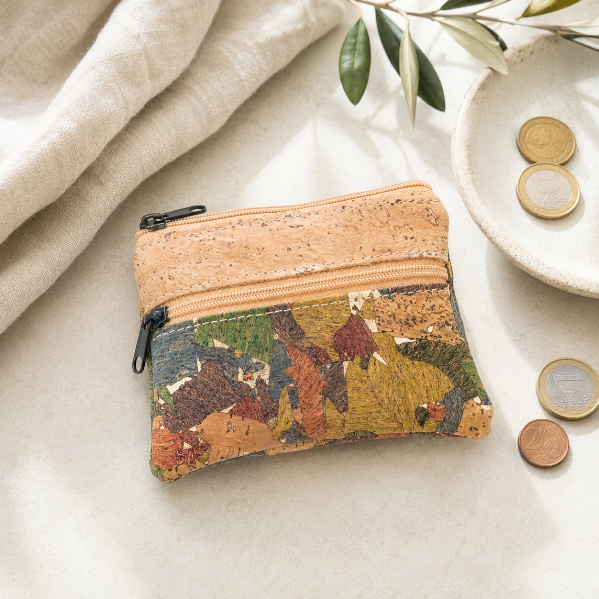 Lisbon Cork Coin Purse with Two Zip Pockets – Pack of 5 | BAGP-289C