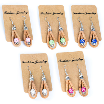 Color cork handmade earrings-ER-166-MIX-5