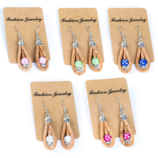 Color cork handmade earrings-ER-166-MIX-5