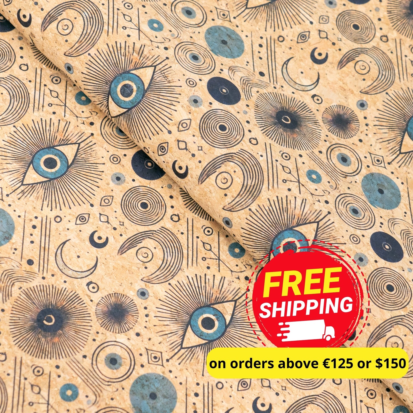 Evil Eye Pattern Cork Fabric COF-762