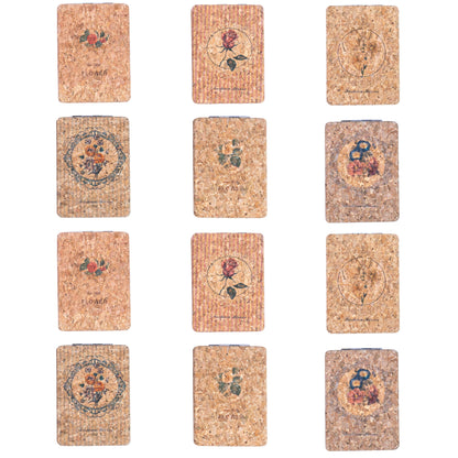 Eco-Friendly Cork Compact Mirror with Vintage Floral Print (12-Pack) L-1175-12