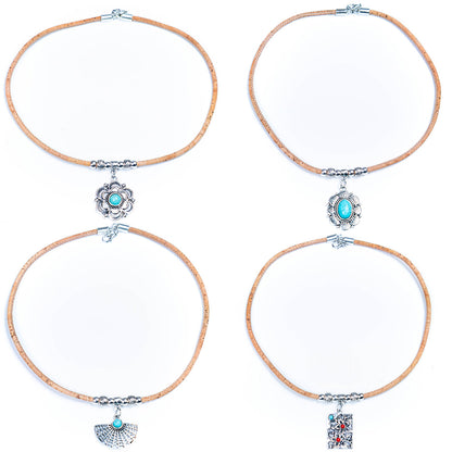 3mm round Cork Handmade necklace colar women original wooden jewelry N-173