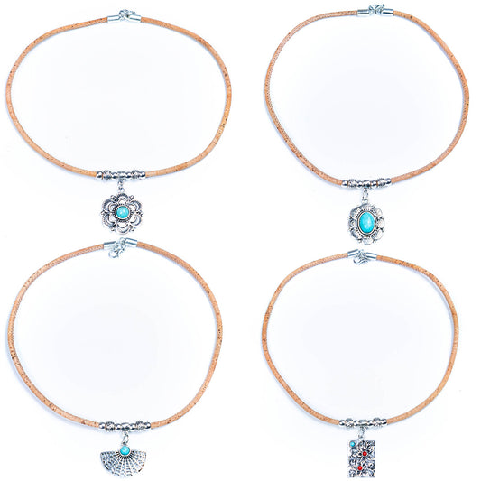 3mm round Cork Handmade necklace colar women original wooden jewelry N-173