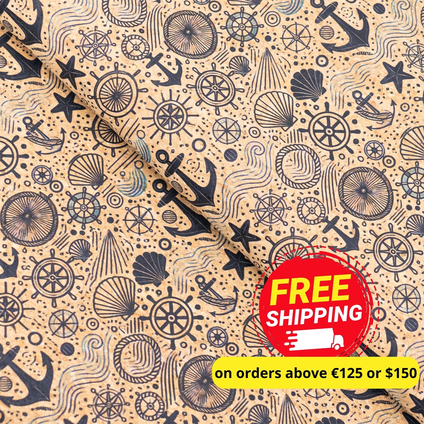 Nautical-Themed Pattern Cork Fabric COF-763