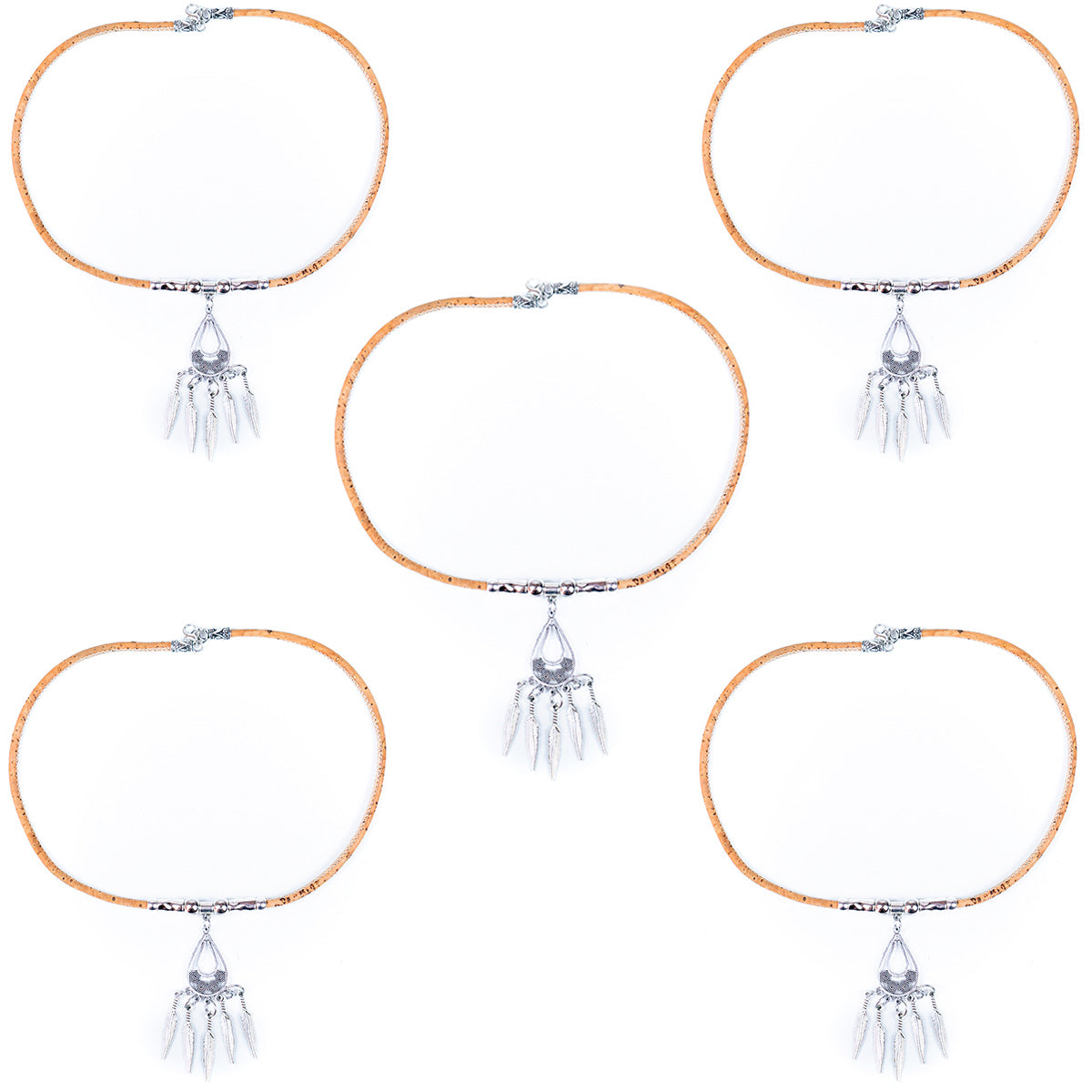 natural cork  handmade women's cork necklace N-183-5