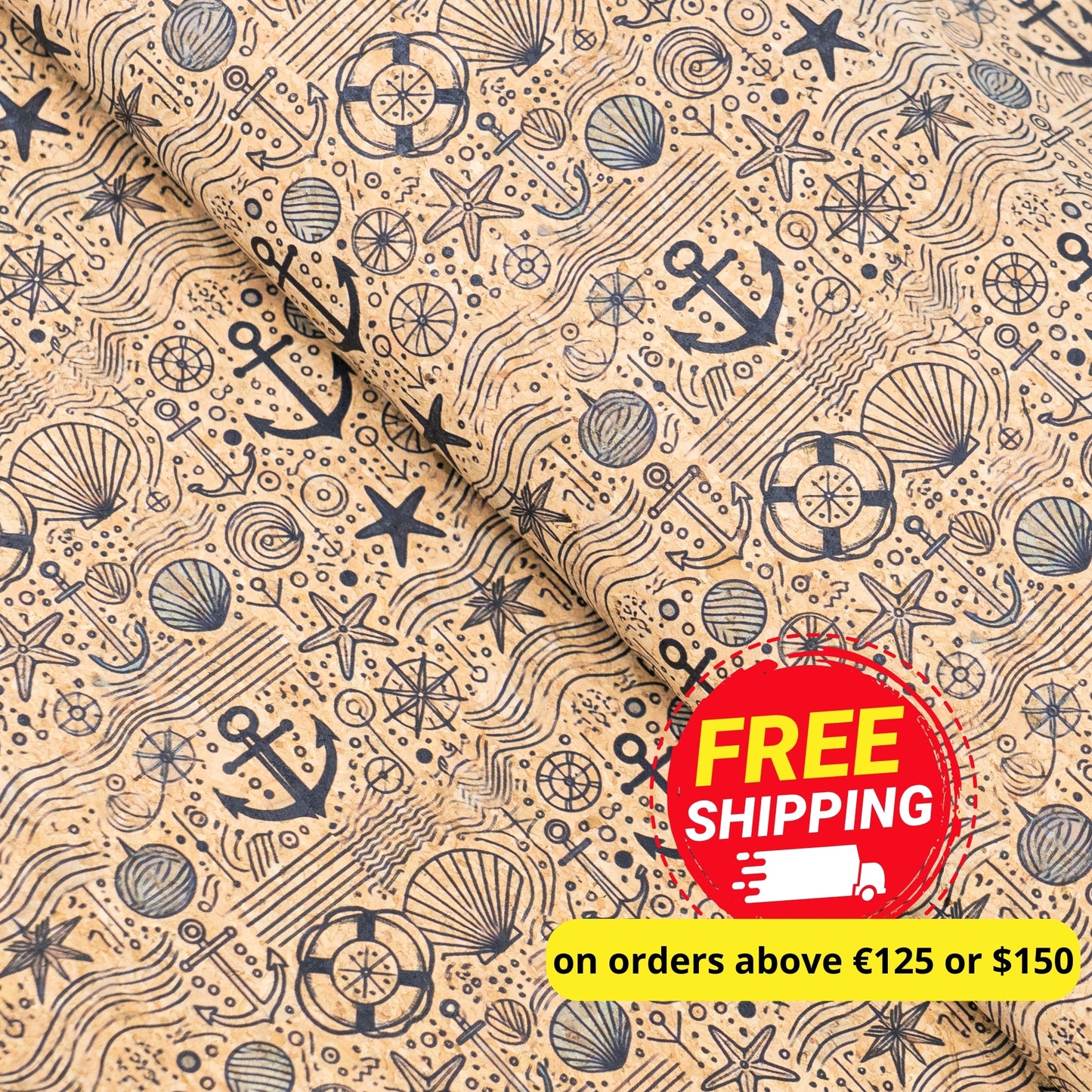 Nautical-Themed Pattern Cork Fabric COF-764