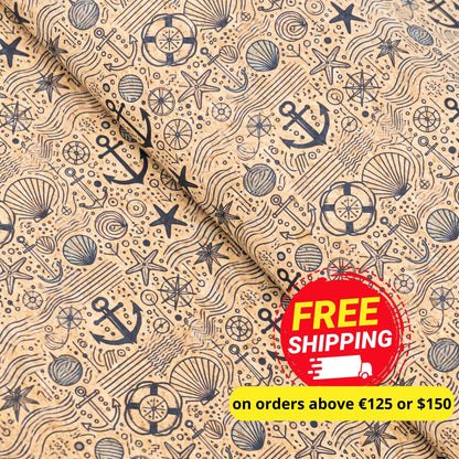 Nautical-Themed Pattern Cork Fabric COF-764