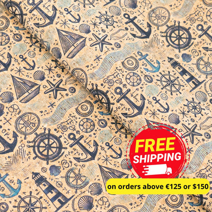 Nautical-Themed Pattern Cork Fabric COF-765