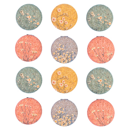 Round Natural Cork Compact Mirror – Floral Design L-1178-12