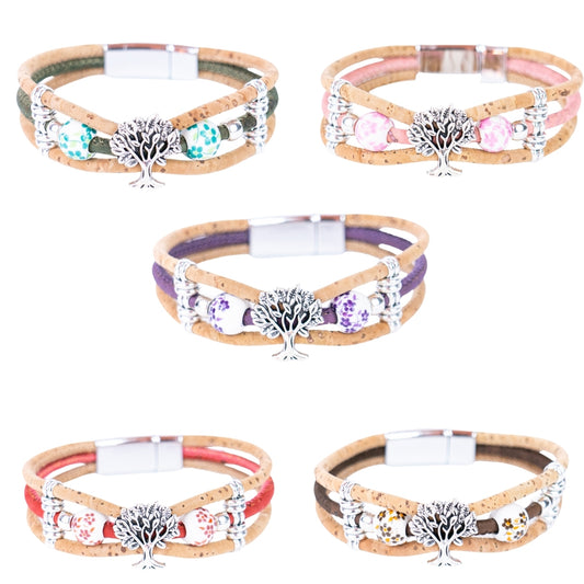 Cork jewelry cork bracelet for women colorful Cork handmade BR-108-MIX-5