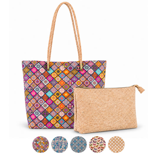 Cork Kaleidoscope Tote Bag with Zip Pouch — BAG-2412