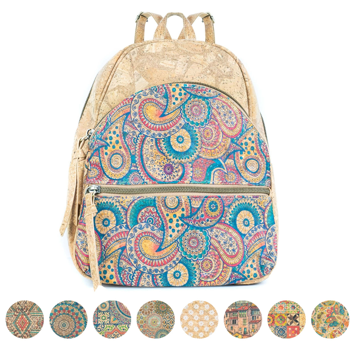 Cork Backpack – Flower and Tiles Pattern BAGD-610