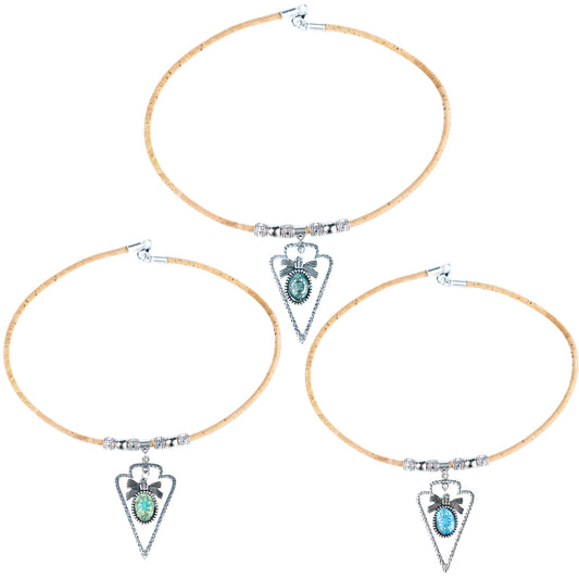 3mm Cork Necklace | Three Fixed Appendage Patterns | Handmade in Portugal NE-1054-MIX-5-RANDOM (Copy)