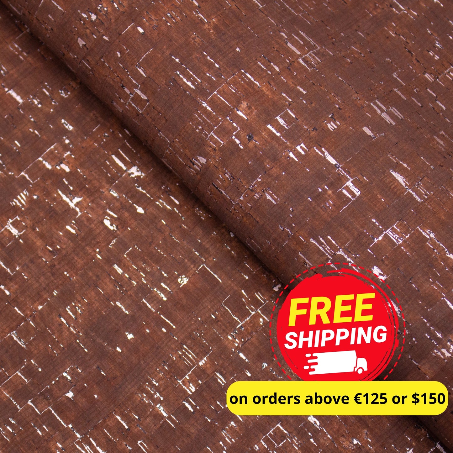 Glam Umber Brown with silver- cork textile sheet rustic COF-368