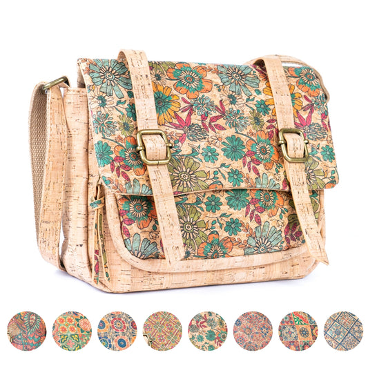 Printed Cork Messenger Crossbody Bag — BAGD-630