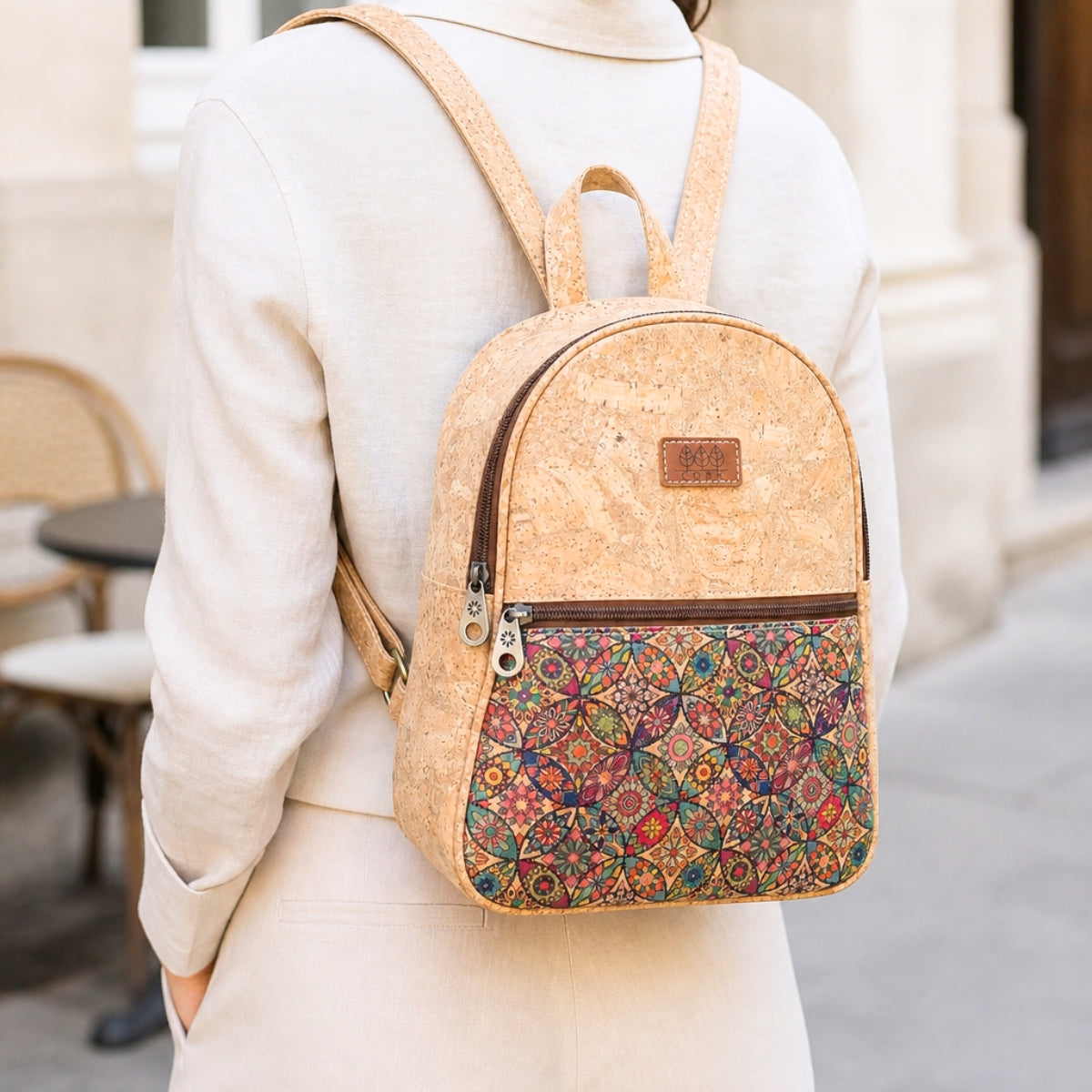 Cork Backpack with Front Zip Pocket – Adjustable Straps BAGD-650