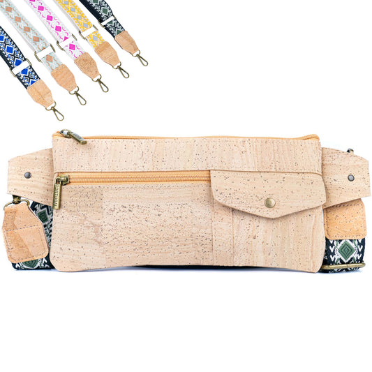 Cork Belt Bag with Interchangeable Strap - Vegan Leather Fanny Pack BAGP350A