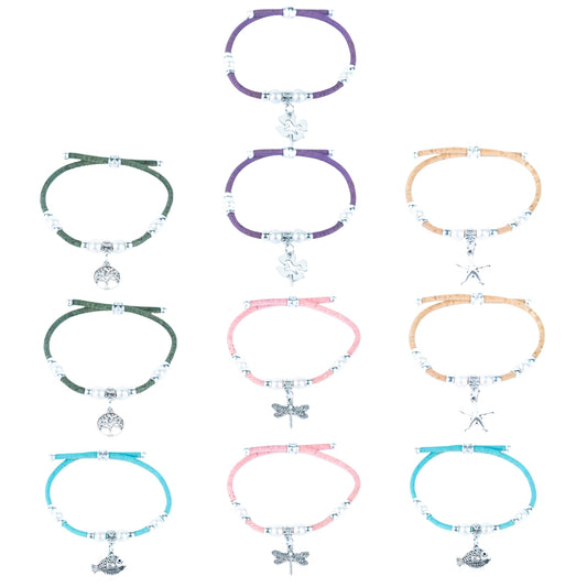 Colorful cork thread and Alloy accessories handmade women's bracelet BR-514-MIX-10