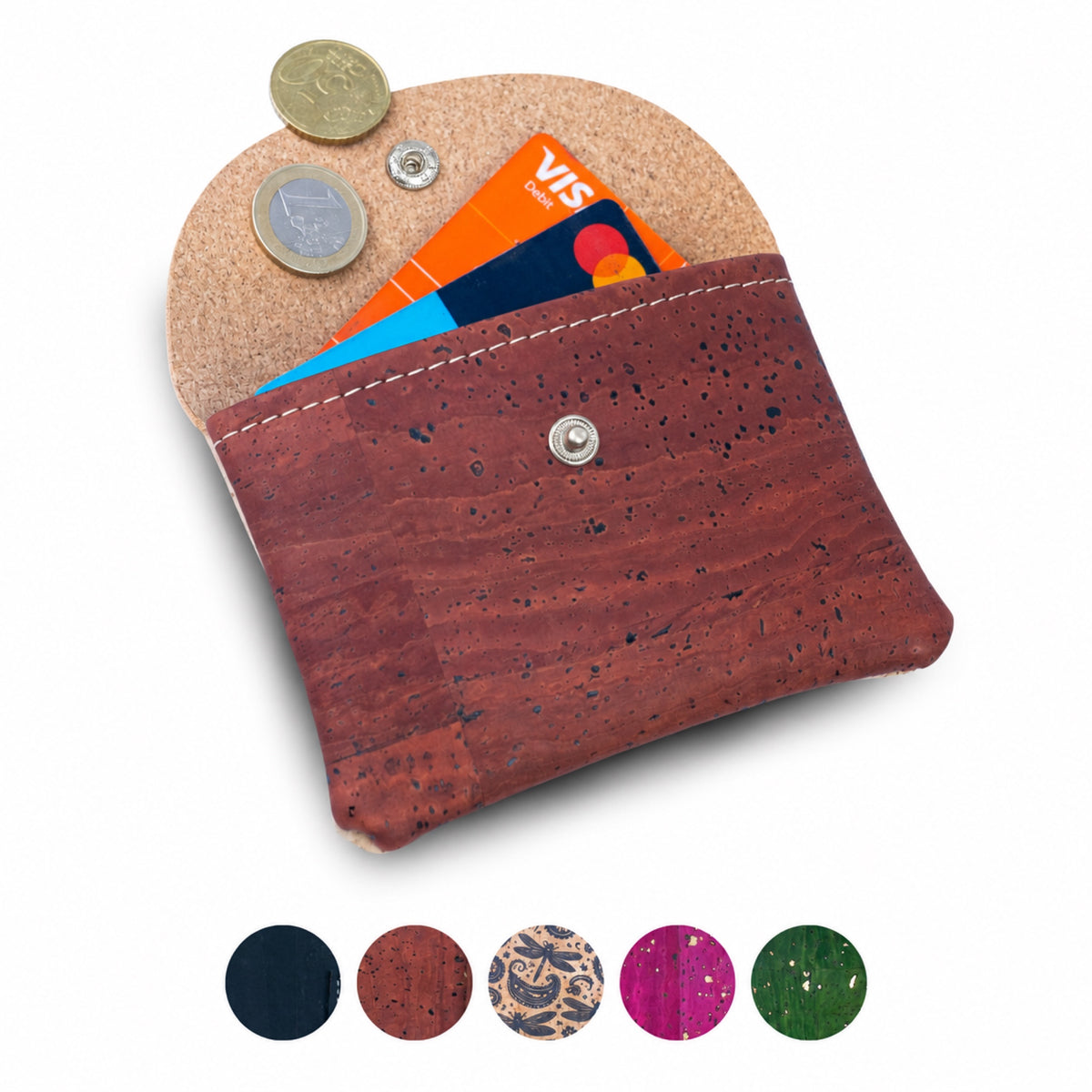 5pcs Natural Cork Coin Purses with Snap Closure BAGP-384
