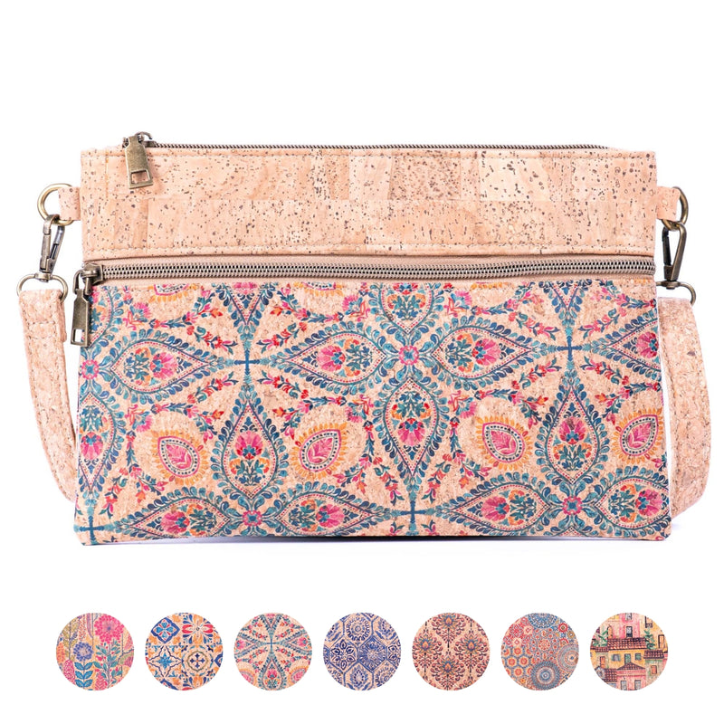 Eco-Friendly Natural Cork Sling Bag with Mosaic Patterns BAGD-598