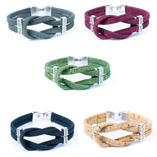 Handmade Cork Bracelet  Portuguese Cork Geometric Knot Bracelet BRW-020-MIX-5