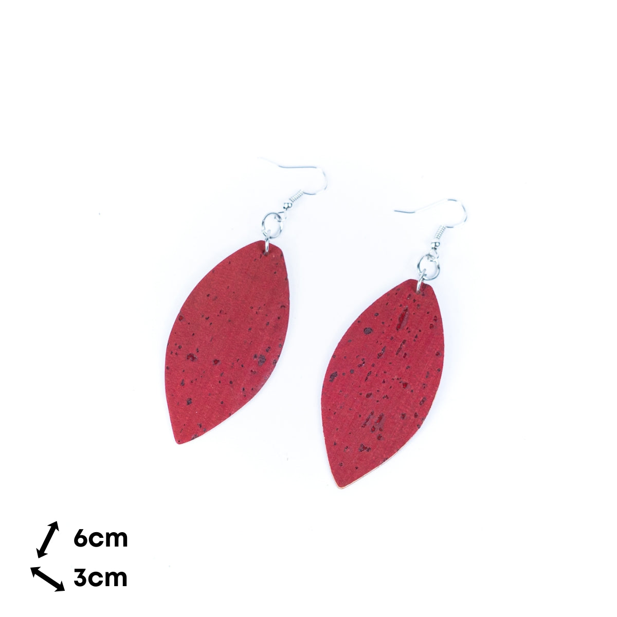 Natural cork fabric three colors handmade women's earrings -ER-194-MIX-3（big）