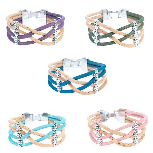 Cork jewelry cork bracelet for women colorful Cork handmade Original bracelet BR-528-MIX-5